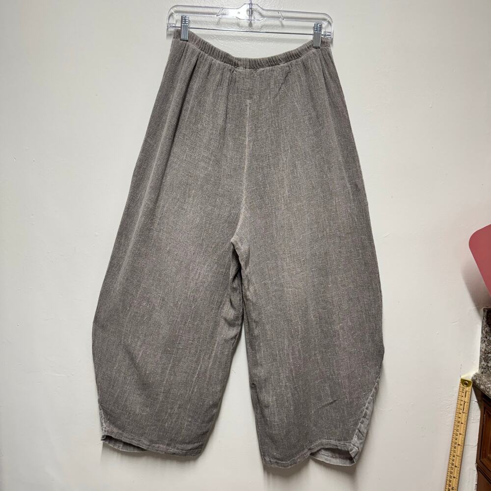 Meo Meli Italy Linen Cotton Lagenlook Balloon Pants Sz M/L Gray Elastic Waist - Picture 7 of 14